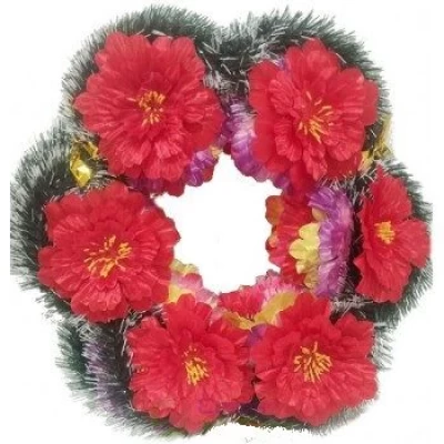 РИТУАЛЬНЫЙ ВЕНОК "СОЛНЦЕ" МАК МАХРОВЫЙ (А-1)