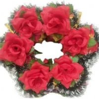 РИТУАЛЬНЫЙ ВЕНОК "СОЛНЦЕ" РОЗЫ КРУПНЫЕ (15 СМ)