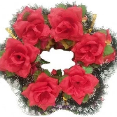 РИТУАЛЬНЫЙ ВЕНОК "СОЛНЦЕ" РОЗЫ КРУПНЫЕ (15 СМ)