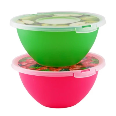 Миска с крышкой с декором 4 л, цвета в ассортименте