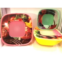 Миска с крышкой с декором 1,5 л, цвета в ассортименте