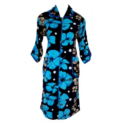 Цветной велюровый женский халат на молнии 62р