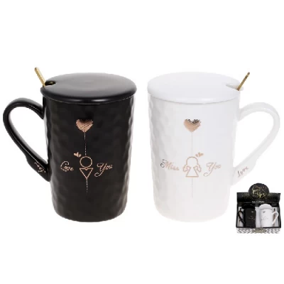 Набор (2 шт) фарфоровых заварников с крышкой и ложкой Love You, 380 мл Набор (2 шт) фарфоровых заварников с крышкой и ложкой Love You, 380 мл
