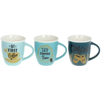 Кружка фарфоровая Coffe, 380мл, 3 дизайна