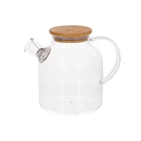 Заварочный чайник стеклянный с бамбуковой крышкой, 1.5л