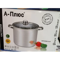 Кастрюля со стеклянной крышкой A-PLUS WK-1391 (8.5 л. 24 см) 