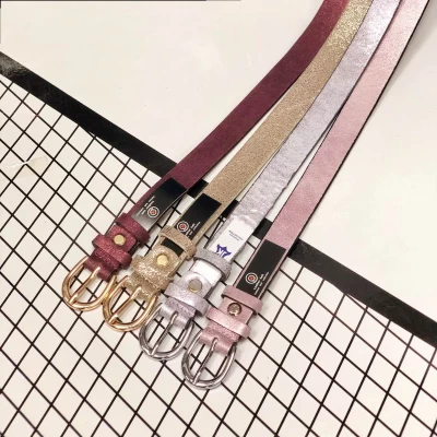 Ремень женский кожаный блестящий, ширина 2 см