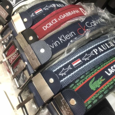 Ремень джинсовый тканевой брендовый, большой ассортимент