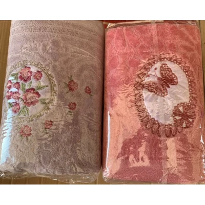 Полотенце банное махровое " Роза-Бабочка ", в ассортименте