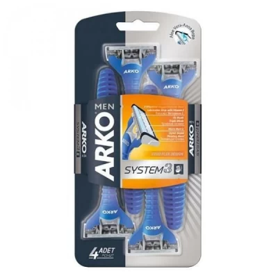 Станки для бритья мужские одноразовые "ARKO" System 3, 4 шт