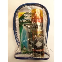 Набор подарочный мужской в косметичке (пена для бритья ZIPPERS 200 мл., станок системный для бритья GILLETTE VEKTOR)