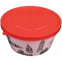 Ёмкость для пищевых продуктов пластиковая круглая с декором 1,6 литра (ПолимерАгро