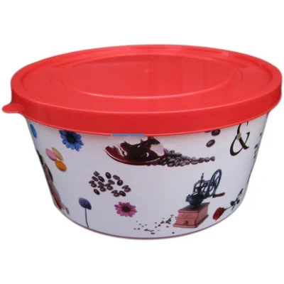 Ёмкость для пищевых продуктов пластиковая круглая с декором 2,5 литра (ПолимерАгро)