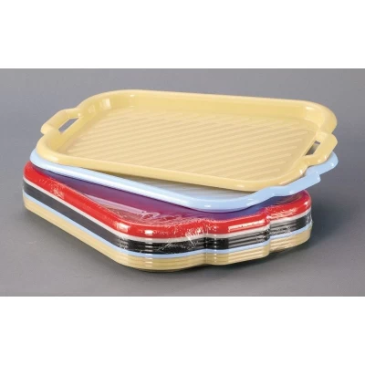 Разнос пластиковый прямоугольный, однотонный, средний, цвета и рисунок в ассортименте