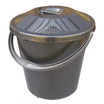 Ведро полиэтиленовое черное 10 литров с крышкой (ПолимерАгро)