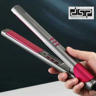 Утюг для волос DSP 10217 с возможностью регулировать температуру и защитой от перегрева, 38 Вт. Серебристый с розовым