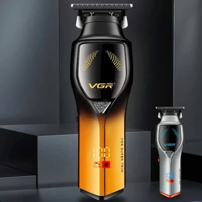 Беспроводной триммер машинка VGR V-187 для стрижки волос 4 насадки (Золотистый)
