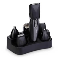 Триммер Kemei KM-640 с Турбо режимом + насадками для ушей и носа беспроводная Черная