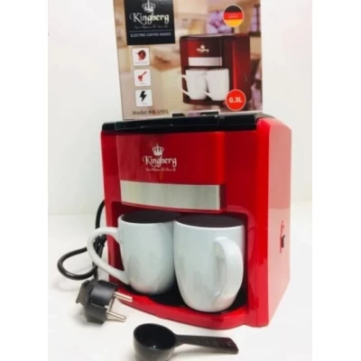 Капельная кофеварка Kingberg KB-1991 с чашками красная