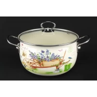 Кастрюля эмалированная A-PLUS белая с рисунком 4.0 л 22