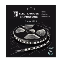 LED лента 14Вт 24В SMD2835 180 диодов, 1400 Лм, теплый белый 3000K, серия IP65 Electro House by Rishang