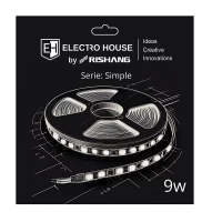 LED лента 9Вт 24В SMD2835 120 диодов, 900 Лм, теплый белый 3000K, серия Simple Electro House by Rishang