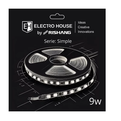 LED лента 9Вт 24В SMD2835 120 диодов, 900 Лм, теплый белый 3000K, серия Simple Electro House by Rishang