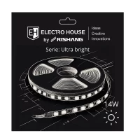 LED лента 14Вт 24В SMD2835 180 диодов, 1400 Лм, теплый белый 3000K, серия Ultra Bright Electro House by Rishang
