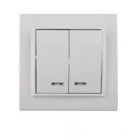 Выключатель с подсветкой двойной Белый