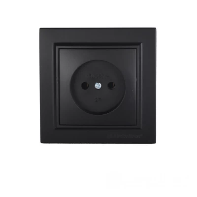 Розетка без заземления Термопластик 16 A Графит