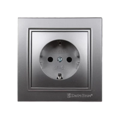 Розетка с заземлением 16 А Enzo Серебряный камень