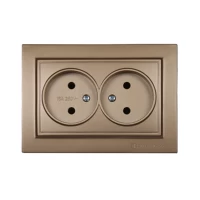 Розетка двойная без заземления Термопластик 16 А Enzo Роскошно-золотой