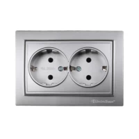 Розетка двойная с заземлением Термопластик 16 А Enzo Серебряный камень