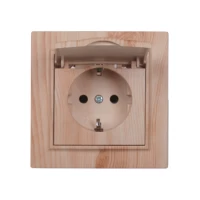 Розетка с крышкой Термопластик IP44 с/з 16 А Enzo Светлое дерево