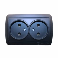 Розетка двойная без заземления 16 А Acura Графит