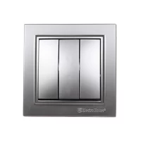 Выключатель тройной Enzo Серебряный камень