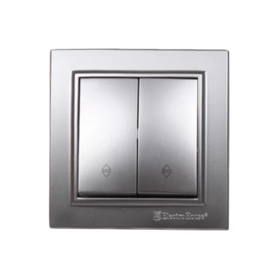 Выключатель двойной проходной Enzo Серебряный камень Выключатель двойной проходной Enzo Серебряный камень