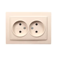 Розетка двойная без заземления Термопластик 16 А Enzo Латте