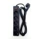 Сетевой фильтр 5 гнезд с заземлением, 3 м Черный