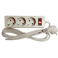 Сетевой фильтр с заземлением 3 гнезда, 2 м, серый