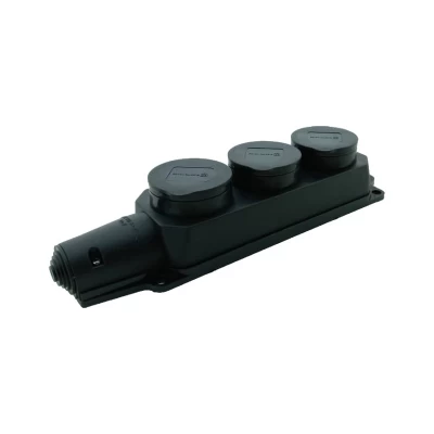 Колодка с заземлением и крышкой на 3 гнезда Каучук Колодка с заземлением и крышкой на 3 гнезда Каучук