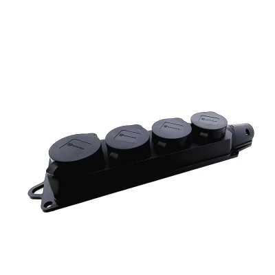 Колодка с заземлением и крышкой на 4 гнезда Каучук Колодка с заземлением и крышкой на 4 гнезда Каучук