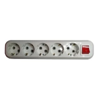 Колодка пятиместная с заземлением с кнопкой