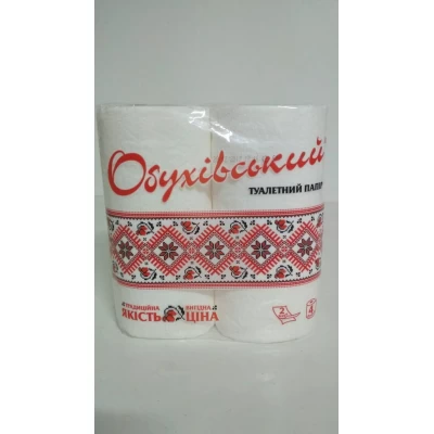 Туалетная бумага двухслойная ОБУХОВСКАЯ 4 рулона в упаковке (1 пачка)