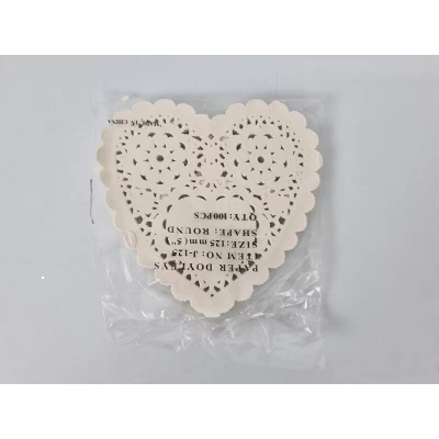 Салфетка ажурная СЕРДЦЕ Ф12,5(100шт) (1 пачка)