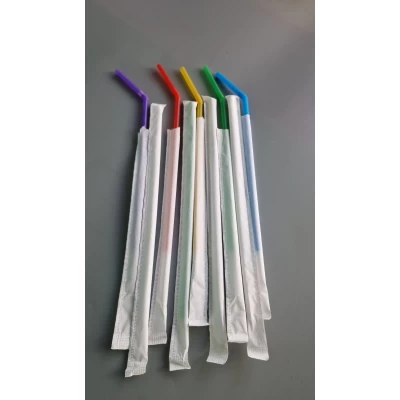 Трубочка с гофрой d4.8-21см в индивид. упаковке Микс (200 шт)