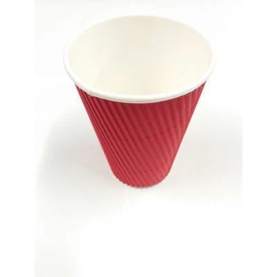 Стакан бумажный гофрированный объёмом 340 мл красного цвета 20 шт/уп. Стакан бумажный гофрированный объёмом 340 мл красного цвета 20 шт/уп.