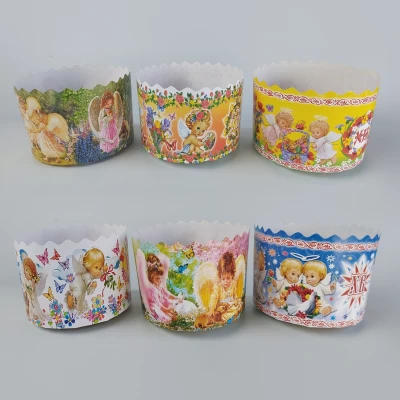 Формы бумажные для кулича размер 85*130 ассорти (400гр) (50 шт)