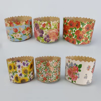 Формы бумажные для кулича (85*130) Цветы(400гр) (50 шт)