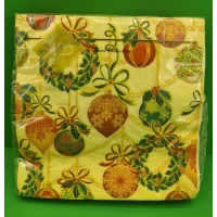 Новогодняя салфетка (ЗЗхЗЗ, 20шт) LuxyНГ Золотистые украшения (1 пачка)